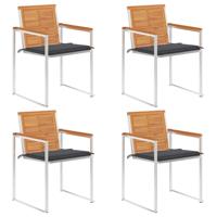 Tuinstoelen 4 st met kussens massief acaciahout