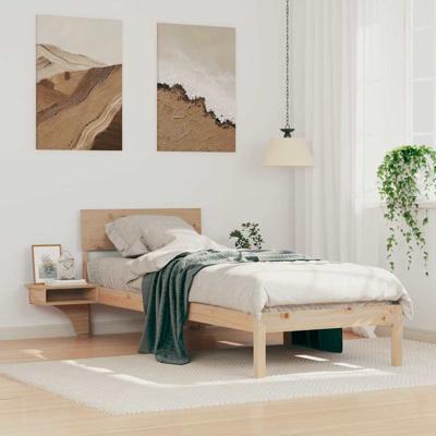 Bedframe met nachttafels Bruin 75 x 190 cm Massief grenenhout