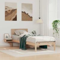 Bedframe met nachttafels Bruin 75 x 190 cm Massief grenenhout