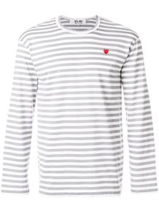 Comme Des Garçons Play striped heart logo T-shirt - Gris