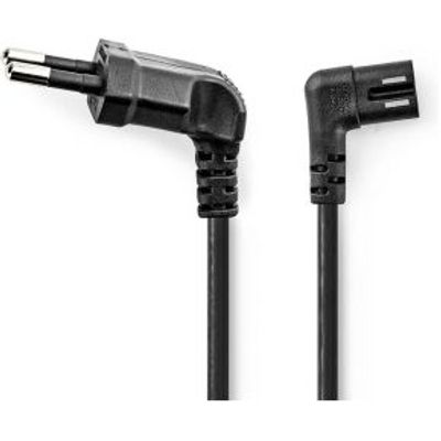 Stroomkabel | Euro Male | IEC-320-C7 | Gehoekt | Links Gehoekt | Vernikkeld | 2.00 m | Plat | PVC |
