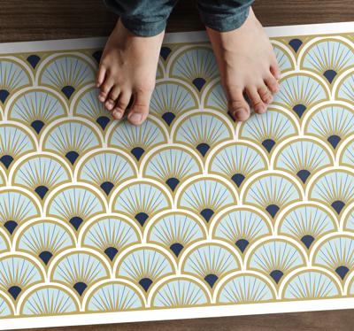 Hydraulische tegels vinyl tapijt blauwe tinten Hydraulische tegels vinyl tapijt blauwe tinten