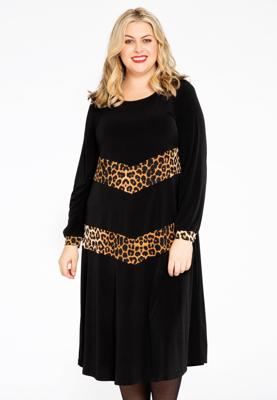 Yoek Jurk met contrast | Zwart | Maat 58/60