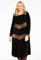 Yoek Jurk met contrast | Zwart | Maat 58/60