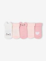 Set van 5 paar sokken "kat" baby lichtroze