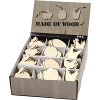 Creativ Company Houten decoraties, konijn, ei, kip, afm 6 cm, dikte 3 mm, 200 stuk/ 1 doos