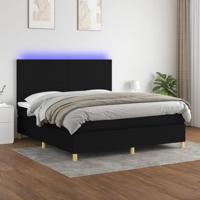 Boxspring met matras en LED stof zwart 180x200 cm
