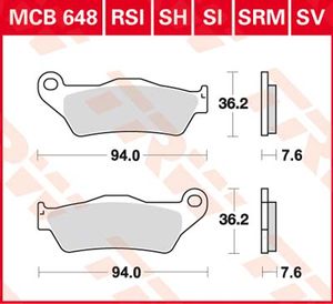 TRW Remblokken, en remschoenen voor de moto, MCB648SV Sinter street