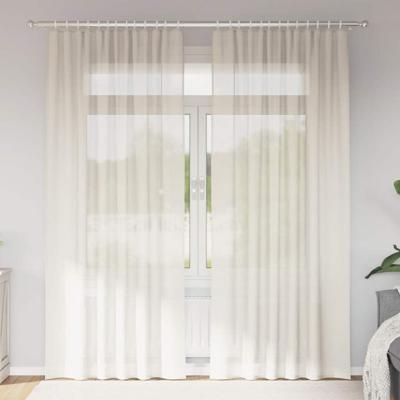 Gordijnen voile met Tab Top 2 st crmekleurig