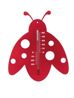 Muurthermometer kunststof rood lieveheersbeestje 15x12x0,3 cm - Nature