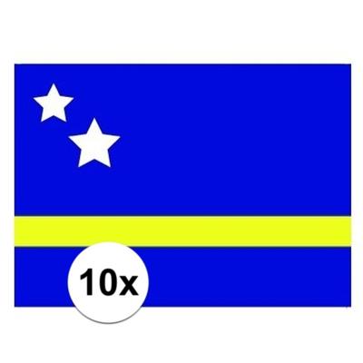 Vlag van Curacao stickers - 10x stuks - 7 x 10 cm - landen vlaggen - voor binnen en buiten