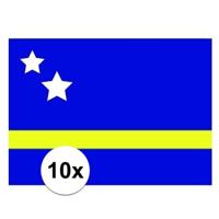 Vlag van Curacao stickers - 10x stuks - 7 x 10 cm - landen vlaggen - voor binnen en buiten