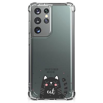 Samsung Galaxy S21 Ultra Stevig | Bumper Hoesje | Cat Good Day Samsung Galaxy S21 Ultra Stevig | Bumper Hoesje | Cat Good Day