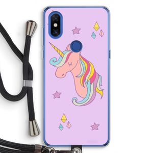 Roze eenhoorn: Xiaomi Mi Mix 3 Transparant Hoesje met koord