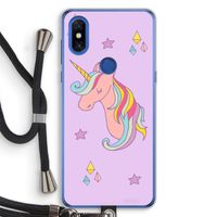 Roze eenhoorn: Xiaomi Mi Mix 3 Transparant Hoesje met koord