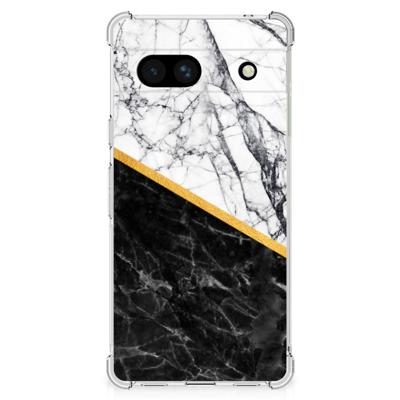 Google Pixel 7A Anti-Shock Hoesje Marmer Wit Zwart - Origineel Cadeau Man Google Pixel 7A Anti-Shock Hoesje Marmer Wit Zwart - Origineel Cadeau Man