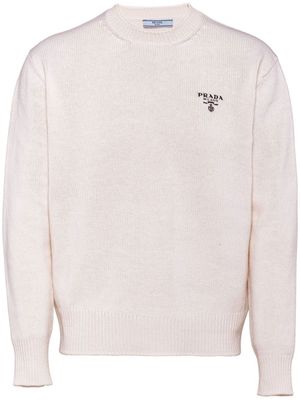 Prada pull en cachemire à logo brodé - Blanc