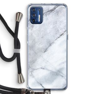 Witte marmer: Motorola Moto G9 Plus Transparant Hoesje met koord