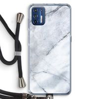 Witte marmer: Motorola Moto G9 Plus Transparant Hoesje met koord