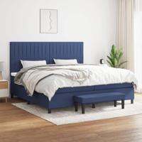 Boxspring met matras stof blauw 200x200 cm