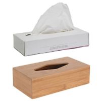 Tissuebox/tissuedoos van bamboe hout B10 x H9 x L23 cm met vulling - thumbnail