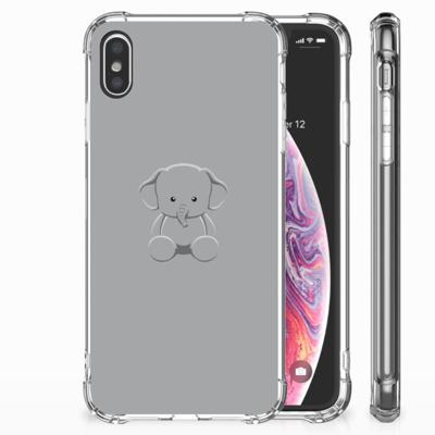 Apple iPhone Xs Max Stevig | Bumper Hoesje | Grijs Baby Olifant
