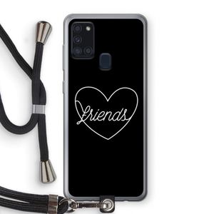 Friends heart black: Samsung Galaxy A21s Transparant Hoesje met koord