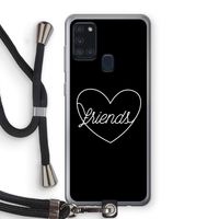 Friends heart black: Samsung Galaxy A21s Transparant Hoesje met koord