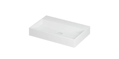 Wastafel United Porselein zonder kraangat incl. porseleinen click plug en verborgen overloop systeem 70 cm x 45 cm x 11 cm Mat wit 0206022