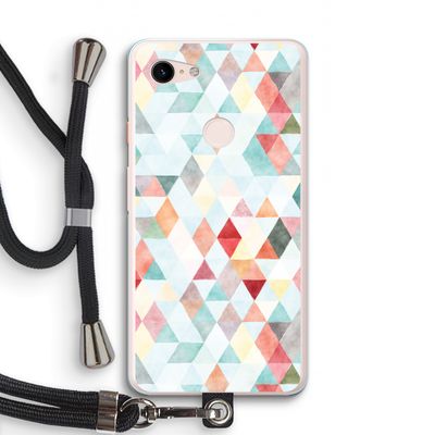 Gekleurde driehoekjes pastel: Pixel 3 XL Transparant Hoesje met koord
