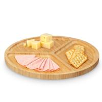 Serveerplank 3 vakken - D30 cm - bamboe hout - kaasplankje - borrelplank - tapasplank