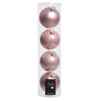 Decoris Kerstballen - 12x stuks - lichtroze - glas - 10 cm