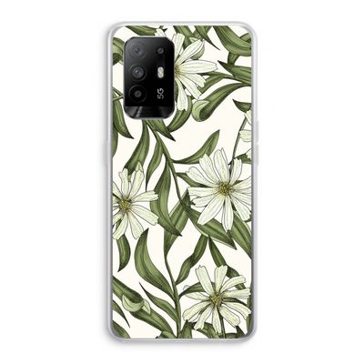 Wit bloemenpatroon: Oppo A94 5G Transparant Hoesje
