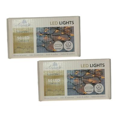 Kerstverlichting Ivy - 2x - 50 led lampjes - warm wit - 375 cm - lichtsnoer