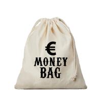 Canvas geldzak Moneybag - met euro teken - wit - 25 x 30 cm - Cowboy/Wilde Westen - boef