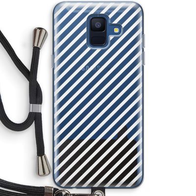 Strepen zwart-wit: Samsung Galaxy A6 (2018) Transparant Hoesje met koord
