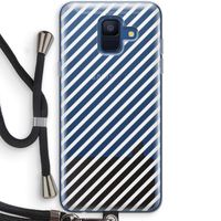 Strepen zwart-wit: Samsung Galaxy A6 (2018) Transparant Hoesje met koord