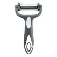 Dunschiller Profi - grijs/wit - kunststof - 15 cm - aardappelschiller met 3 mesjes