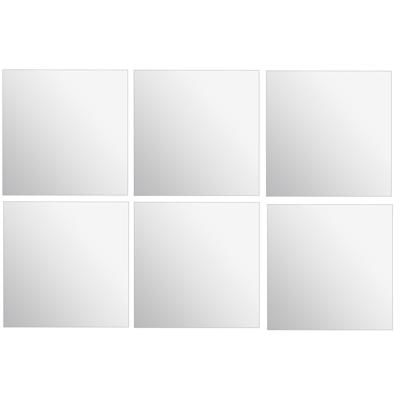 Plak spiegel tegels - 6x stuks - glas - zelfklevend - 40 x 40 cm - vierkant