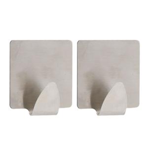 Plakhaakjes vierkant - 2x stuks - 3,5 cm - Zelfklevende ophang haakjes - RVS - zilver