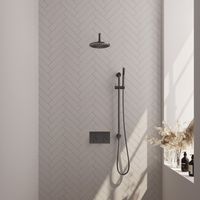 Brauer Gunmetal Edition thermostatische inbouw regendouche met staafhanddouche, gebogen muurarm, glijstang en hoofddouche 20cm set 63 gunmetal geborsteld PVD - thumbnail