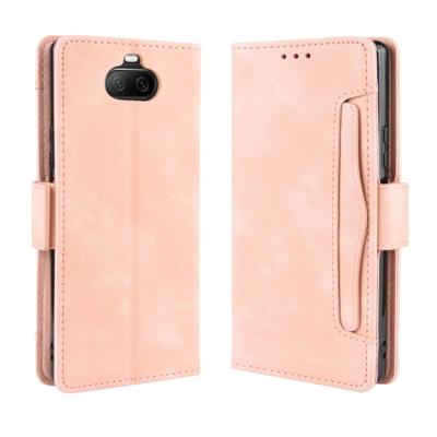 Voor Sony Xperia 8 portemonnee stijl huid voelen kalf patroon lederen draagtas met aparte kaartsleuf (roze)