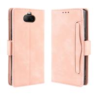 Voor Sony Xperia 8 portemonnee stijl huid voelen kalf patroon lederen draagtas met aparte kaartsleuf (roze)