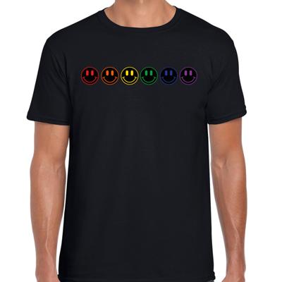 Gay Pride T-shirt voor heren - pride - zwart - smileys - LHBTI