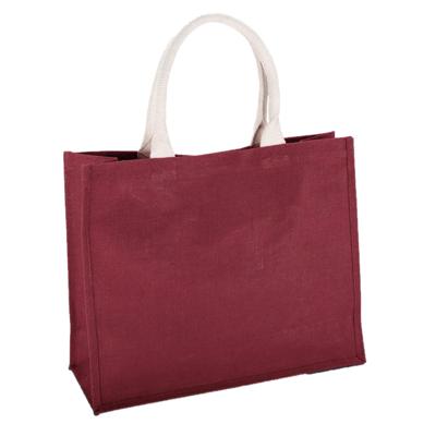 Jute boodschappen strandtas - bordeaux rood - 42 x 36 cm - Strandartikelen beach bags/shoppers