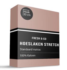 Hoeslaken - Katoen Jersey Stretch - Terra - 90x200 cm - Bruin - Fresh and Co - Dekbed-Discounter.nl