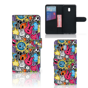 Xiaomi Redmi 8A Wallet Case met Pasjes Punk Rock