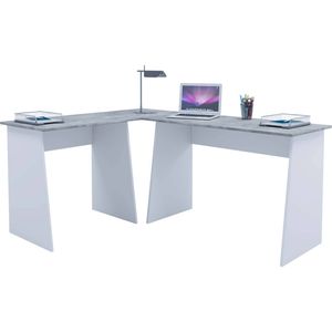 Masola bureau hoekbureau wit, beton decor.