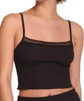 Dames hemd GO Ribbed Crop Top - Mouwloos slaapshirt - XS - Zwart - Top - Singlet