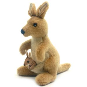 Hansa pluche kangoeroe knuffel met baby 20 cm   -